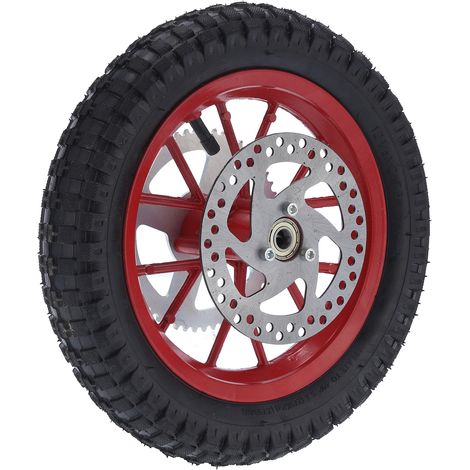 Pneu arrière vélo mini 12.5x2.75 pouces caoutchouc antidérapant jante acier alliage pour motocross 47cc 49cc 2 temps couleur rouge (1/5)