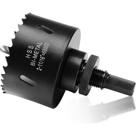 Scie Cloche 68mm, Foret Cloche Pour Bois Contreplaqué, Couronne de Forage Bi-métal Avec Profondeur de Coupe de 45mm pour Acier, Fonte, Aluminium, Cloison Sèche, Contreplaqué et Acrylique (1/5)