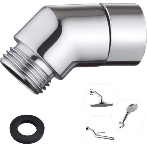 Coude de raccordement pour douche 1/2 pouce Laiton nickel brossé multicouche Angle 135° pour douchette Joint d'étanchéité inclus (1/5)