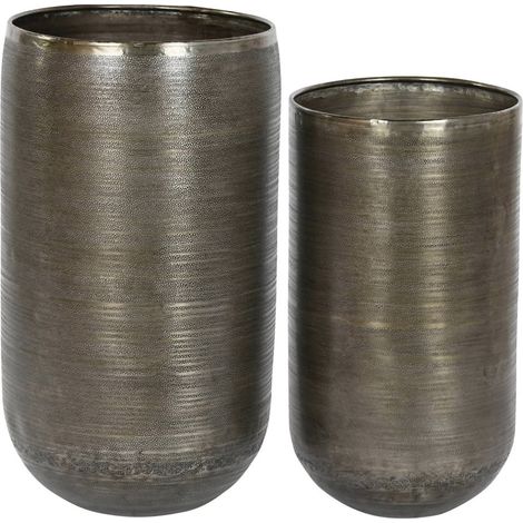 Cache-pot élégance aluminium pour déco intérieure chic - Aluminium brossé argenté et doré (1/4)