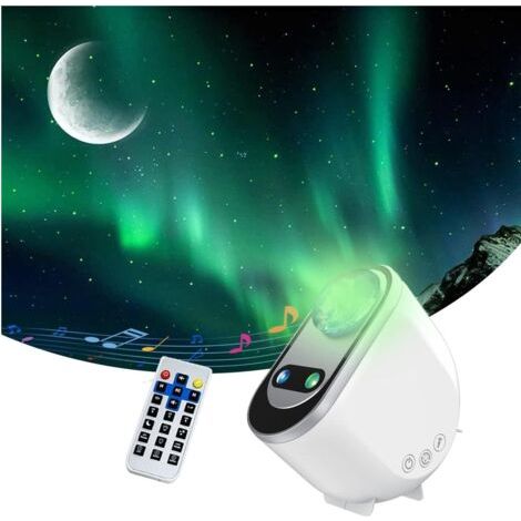 Aurora Projecteur De LumiÈRe, Projection De Galaxie Lune ÉToilÉE À LED, Avec Haut Parleur Bluetooth Et TÉLÉCommande, Veilleuse Pour Chambre À Coucher, CinÉMas Maison Et Festivals (Blanche) (1/5)