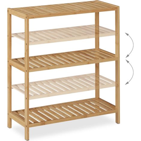 Estantería de baño moderna compacta 3 niveles ajustables 60 x 30 x 90 cm de bambú natural 130012974 (1/4)