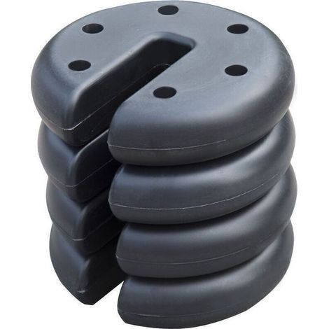 Rwoythk – Lot de 4 poids de lestage circulaire 20 cm – Épaisseur 4,5 cm – En ciment et polyéthylène – Pour tonnelles et parasols en extérieur (1/5)