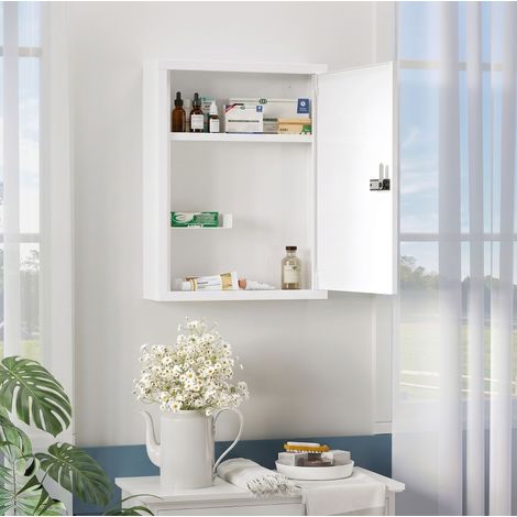 Armario de baño mural con cerradura 40 x 15 x 53,5 cm blanco HAVRYA (1/4)