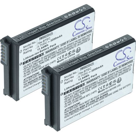 vhbw 2x batteria sostituisce Honeywell 60S-BATT-1, 70e-BTEC, BAT-EXTENDED-01 per computer portatile scanner (3200mAh, 3,7V, Li-Ion)
