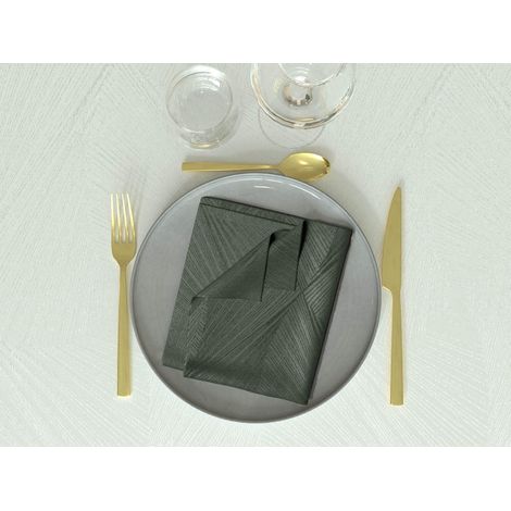 Lot de 3 Serviettes de Table, Polyester, Vert, 45x45 cm