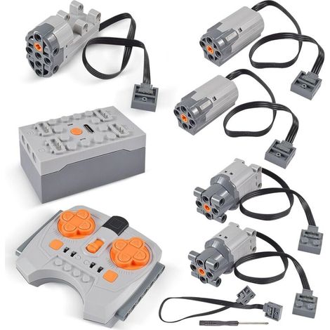 AHLSEN Kit de 8 accessoires électriques pour jouets avec moteur, télécommande, boîte à piles, servomoteur, câble d'extension avec de nombreux modèles (1/5)