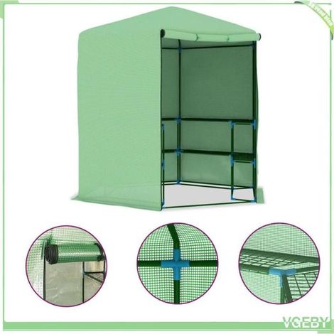 Serre - FAFEICY - 48166 - 227x223 cm (ØxH) - Tissu PE 170 g/m² - Étagères & porte (1/5)