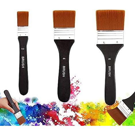 Brush Peinture Plat - 3 Pièces 20 mm 40 mm 60 mm - Pour Bois Vernis Murs Meubles Clôtures Terrasses - Ensemble Brosses Acrylique (1/4)