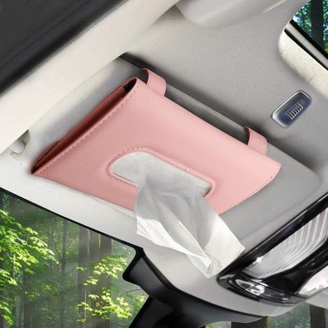 royaluxe - Porte-mouchoirs rose pour voiture, 23 x 13 x 3 cm, 1 pièce. Porte-mouchoirs, boîte à mouchoirs, pince à mouchoirs. (1/5)