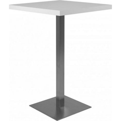 Tavolo Alto Quadrato in Legno da Bar per Sgabelli 70x70 Bianco Cromato Cucina (1/3)