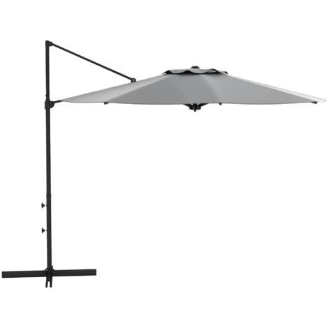 royaluxe -Parasol déporté de 3 m de diamètre, inclinable, rotatif, manivelle, aération, mât en métal, gris foncé (1/5)
