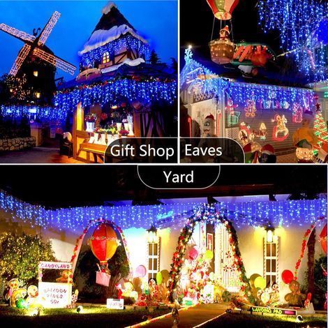 AIDUCHO Guirnalda de luces LED de 100 m y 600 luces para carnaval, bodas, exteriores, jardines e iluminación interior (azul) (1/4)