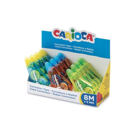 Carioca Tape Expositor de 12 Correctores - Cubriente - Se Puede Volver a Escribir Enseguida - Ideal para Cualquier Tipo de Papel
Características:
-Dis
