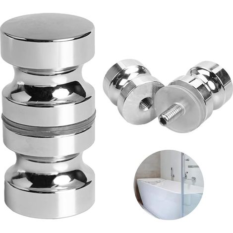 Poignée Porte Douche, Rondes en Verre et Acier Inoxydable pour Salle de Bain et Cuisine(30mm) (1/5)