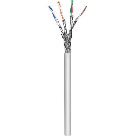 Goobay 96095 Cable de red CAT 6 A cable de instalación 305m CAT 6A cable de conexión S/FTP cable Ethernet sin halógenos sin enchufe Cable LAN gris 350 metros
