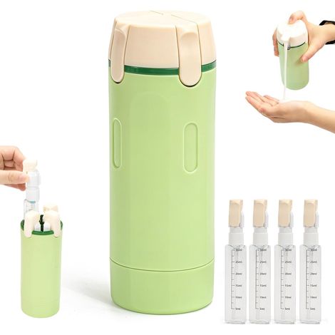Lot de flacons distributeurs de voyage 4 en 1 : flacons compressibles rechargeables, étanches pour articles de toilette - Conteneurs de voyage portables pour shampooing, lotion, après-shampoing et