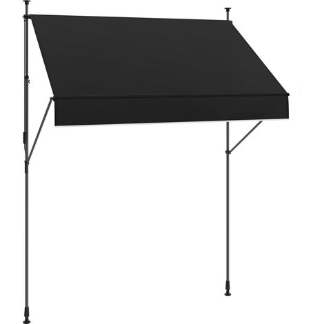 Store banne rétractable manuelle 200 x 120 x 210-310 cm pour balcon et terrasse, hauteur réglable et manivelle, noir