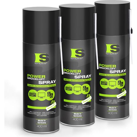Spraytive 3x 400ml Power Druckluftspray - Air Duster, Druckluftreiniger, Luftdruckspray, Reinigungsspray (1/5)