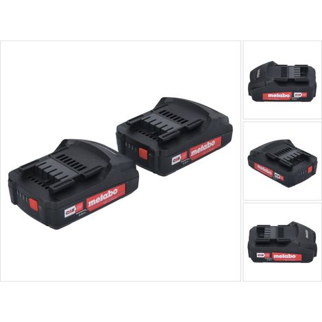 Metabo Batterie Set 2x Li-Power Batteriepack 18 V 2,0 Ah CAS Li-Ion Battery ( 2x 625596000 ) con indicador de carga
