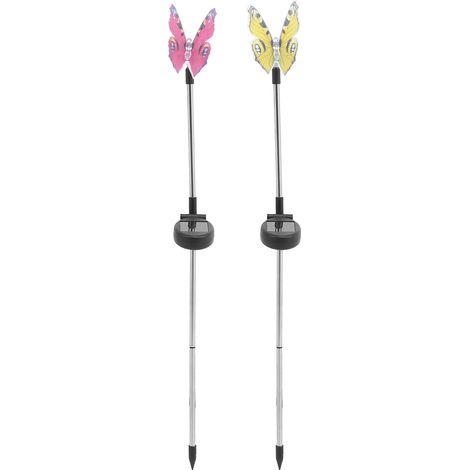 Lot de 2 lampes solaires LED à fibre optique en forme de papillon, pour jardin extérieur (1/5)