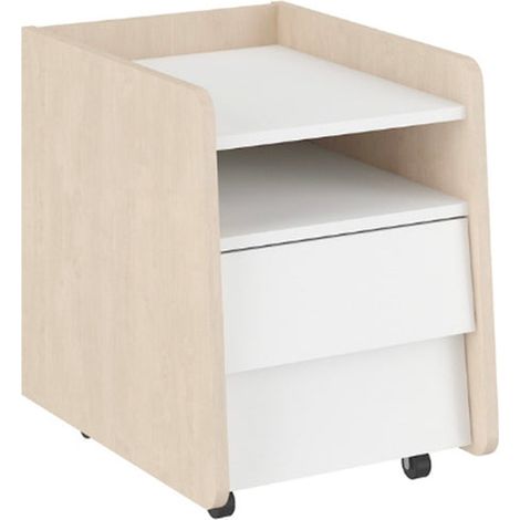 Nachttisch mit 2 Schubladen „Bellamy So Sixty“ in Weiß und Holz (1/4)