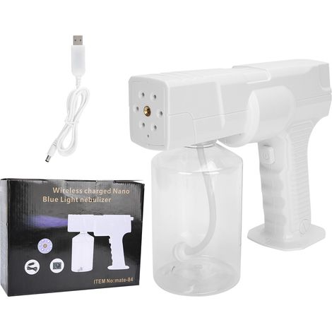 Pulvérisateur à main sans fil rechargeable pour nettoyage à lumière bleue, réservoir d’eau 600 ml, atomiseur nanométrique portatif. (1/5)