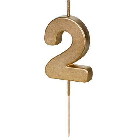 Geburtstagskerze Zahl 2, 4,5 cm, gold (1 Karton / 24 Stück) (1/4)