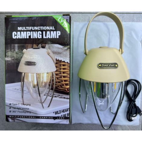 Lampe de Camping LED Étanche IPX4 avec Affichage Électrique, Poignée Amovible, Suspension, Réglable en Intensité, Batterie 1800mAh -KZQ