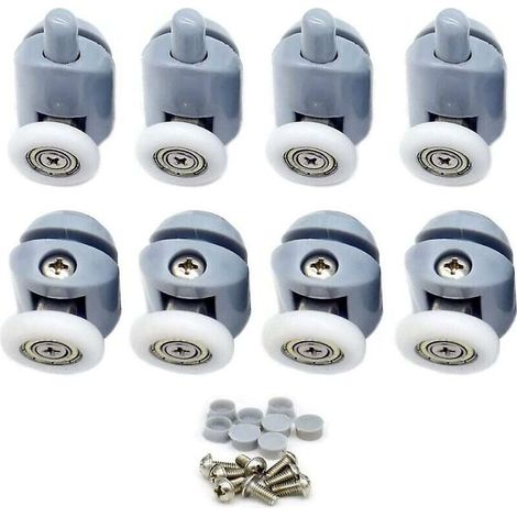 Roulette Porte Coulissante Douche 8 Pièces Roulettes pour Porte de Douche 23mm Galets de Porte de Douche Roulettes Cabine de Douche pour Salle de Bain, 4 Supérieures et 4 Inférieures (1/4)