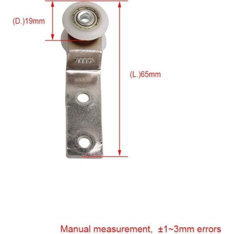 Un ensemble de 10 roulettes métalliques inclinées de 2,5 pouces x 0,75 pouce avec deux roues en plastique, adaptées aux portes coulissantes, aux fenêtres et aux armoires, avec un espacement des trous (1/3)