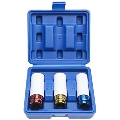 Juego de 3 vasos de impacto para llantas de aluminio, 17, 19, 21 mm (1/5)