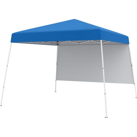 Tonnelle de Jardin 3 x 3 M avec Panneau Latéral, Tente Réception Pliant avec Sac à Dos Portable 4 Piquets Protection Solaire, pour Fête, Bleu (1/5)