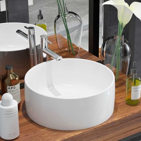 Lavabo ronde Céramique Blanc 40 x 15 cm (1/5)