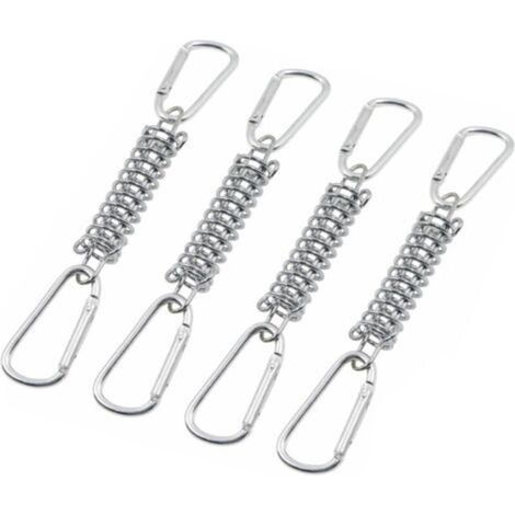 Boucle Ressort Tension Fixation Store - Voile D'ombrage Fixations Accessoires en Acier Inoxydable avec 4 Ressorts HéLicoïdaux 8 Mousquetons pour Tentes Auvents Camping, 4 Pcs