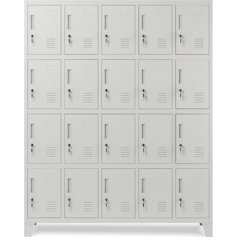 Armoire vestiaire à casiers ROBERT, 1360 x 1720 x 450 mm, grise (1/2)