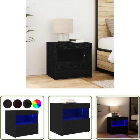 Rangement - Cabinet de chevet Chêne noir 50 x 40 x 45 cm Bois d'ingénierie (1/5)