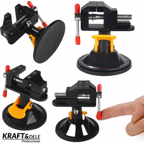 Mini tornillo de banco para modelismo de 30 mm con rotación de 360° y ventosa Kraft&Dele (1/5)
