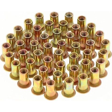 Bardusch-150 Pièces Écrou à Rivet M5 Fileté à Tête Plate, Écrous à Riveter Fileter, Assortiment M5 Rivet Inserts Filetés pour Métal Plastique (10 mm x 13 mm) (1/5)