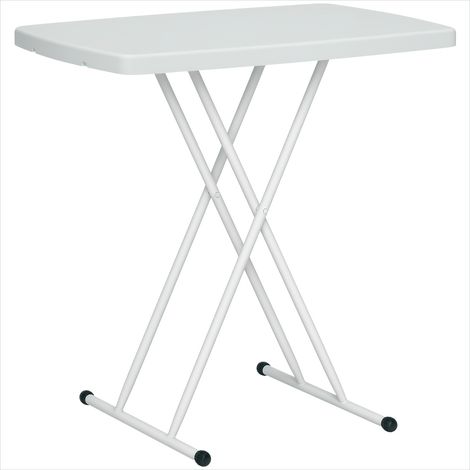 Table de jardin pliante blanche hauteur réglable 6 niveaux HDPE (1/5)