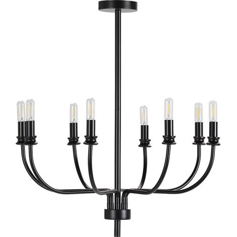 Suspension chandelier métal noir sans abat jour - noir (1/3)