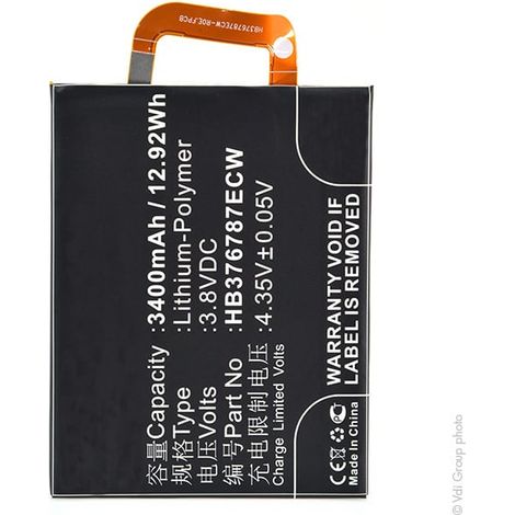 NX - Batterie téléphone, smartphone, GSM pour Huawei 3.8V 3400mAh - HB376787ECW (1/5)