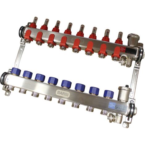 Collecteur inox PCBT 1" pré-assemblé - 8 départs mâle 3/4EK - Blansol (1/5)