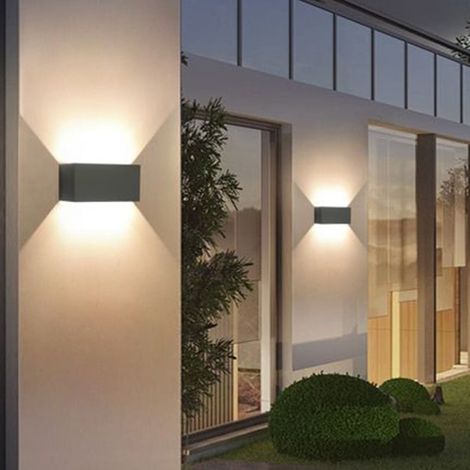 TrAdE Shop Traesio - Applique Lampada Led 24w Da Esterno A Parete Doppio Fascio Luminoso Regolabile Ip65 Es30 - Grigio-Bianco Caldo - (1/3)