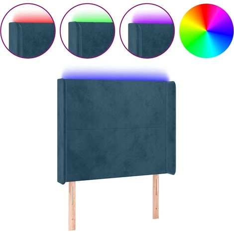 Testiera Testata del letto a LED Blu Scuro 103x16x118/128 cm in Velluto (1/4)