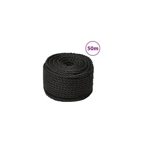 Cuerda de trabajo negra, 14 mm, 50 m, polipropileno - Crezuo (1/4)