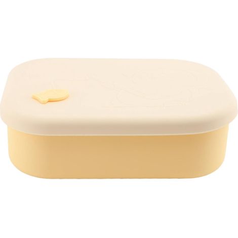 Lunchbox mit 3 Fächern, mikrowellengeeigneter Silikon-Lebensmittelbehälter für Zuhause und Büro, Gelb