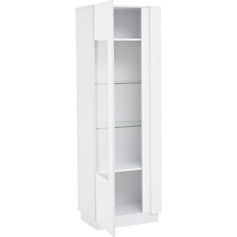 Vitrine haute blanche 60 x 40 x 180 cm avec portes en acrylique et éclairage LED, MODENUIT (1/5)