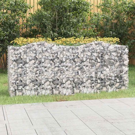 Jardinière surélevée en gabion avec toit arqué, 200 x 50 x 100 cm, fer galvanisé (1/5)