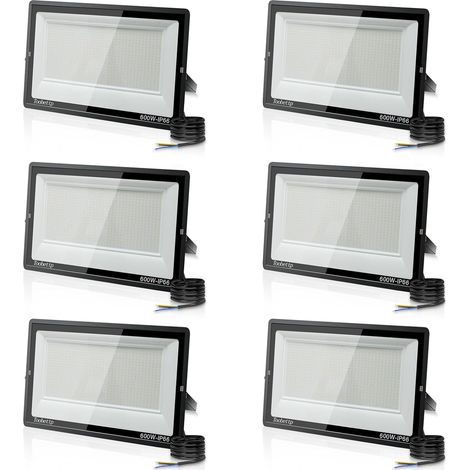 6PCS 600W Projecteur LED Extérieur, Spot LED Exterieur 60000LM Super Lumineux 6500K Blanc Froid Éclairage de Sécurité Extérieur IP66 Imperméable pour Garage Jardin Terrasse Parking (1/5)